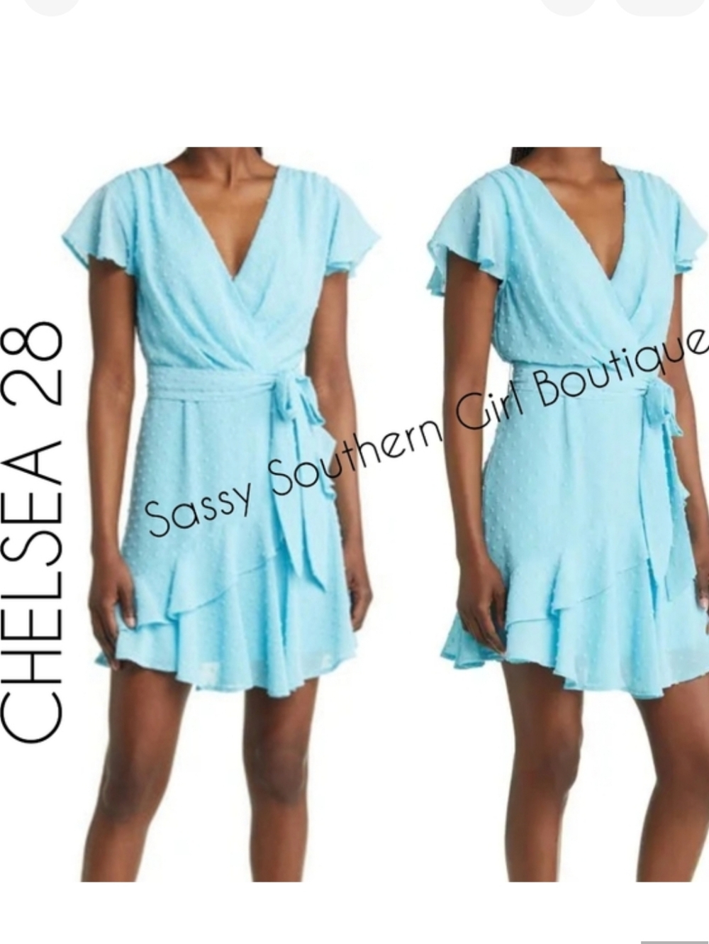 ⭐🆕 Chelsea 28 aqua ruffle mini dress
